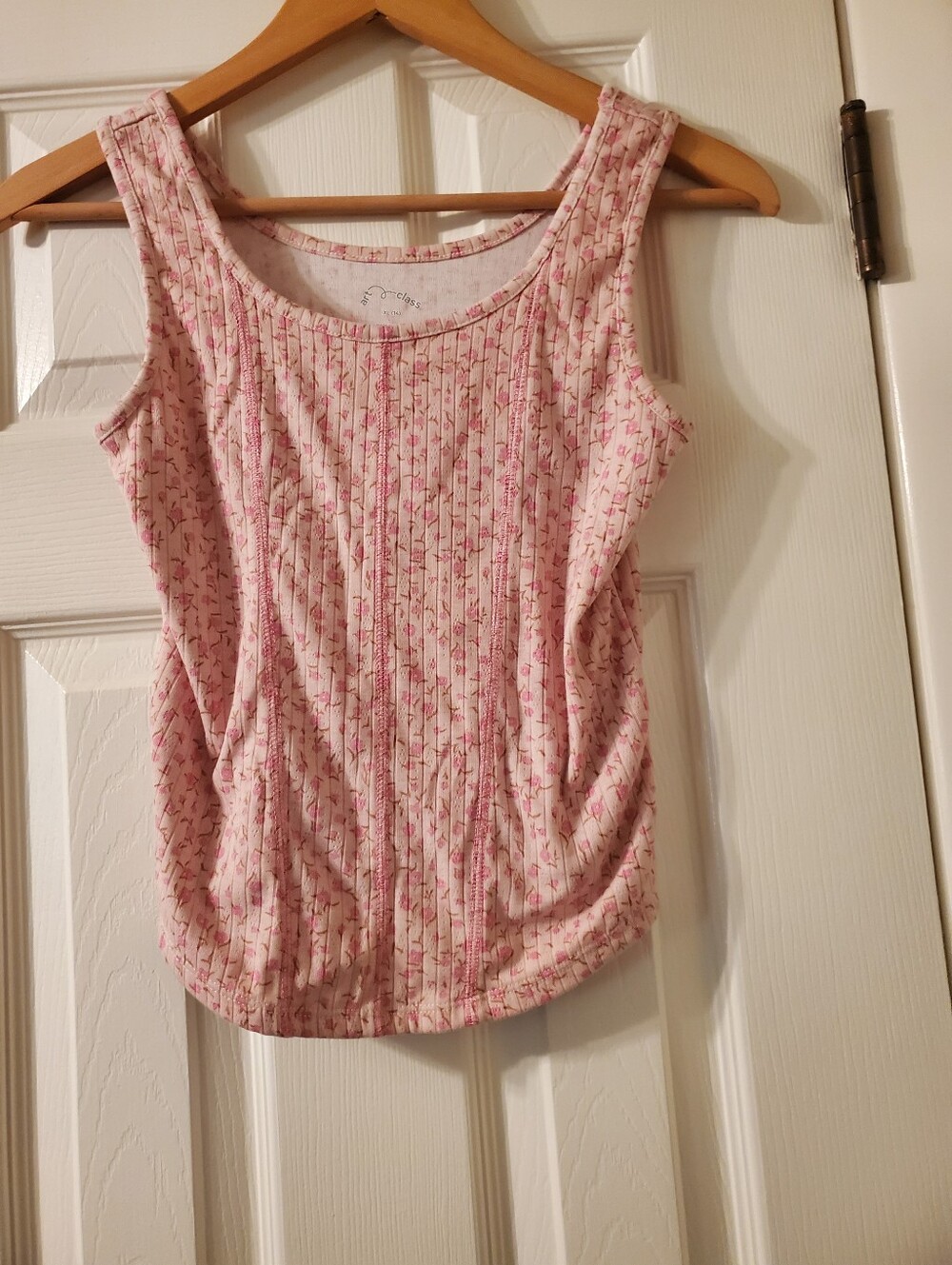 art class Girls Pink Floral Ribbed Scoop Neck Tank Size Xl 14 Preowned